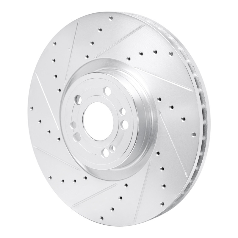 Mercedes-Benz GLE350 Brake Rotor (1) - Front Left - R1 Concepts - Drilled & Slotted - Silver - `20-`26